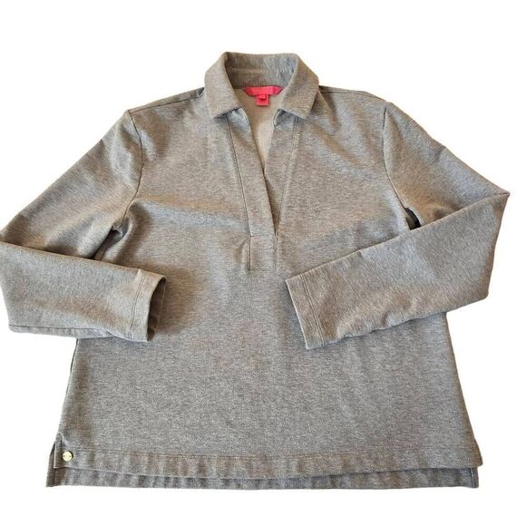 Lilly Pulitzer Womens Glittered Collared V-Neck Long Sleeve Pullover Gray Small - Picture 4 of 12